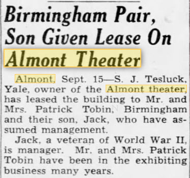 Almont Theatre - Sept 16 1951 (newer photo)